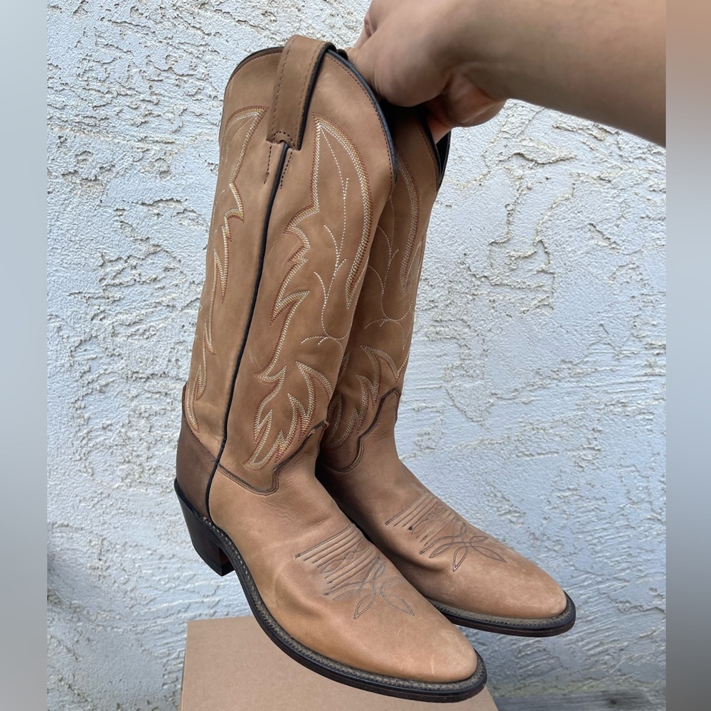 Mens Boots Justin Cowboy Size 8.5B Narrow Fit Western Tan Rodeo